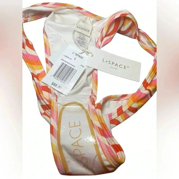 L*Space Whiplash Bikini Bottom Bitsy Cut Size L NWT Multicolor Retro Print - Picture 4 of 4